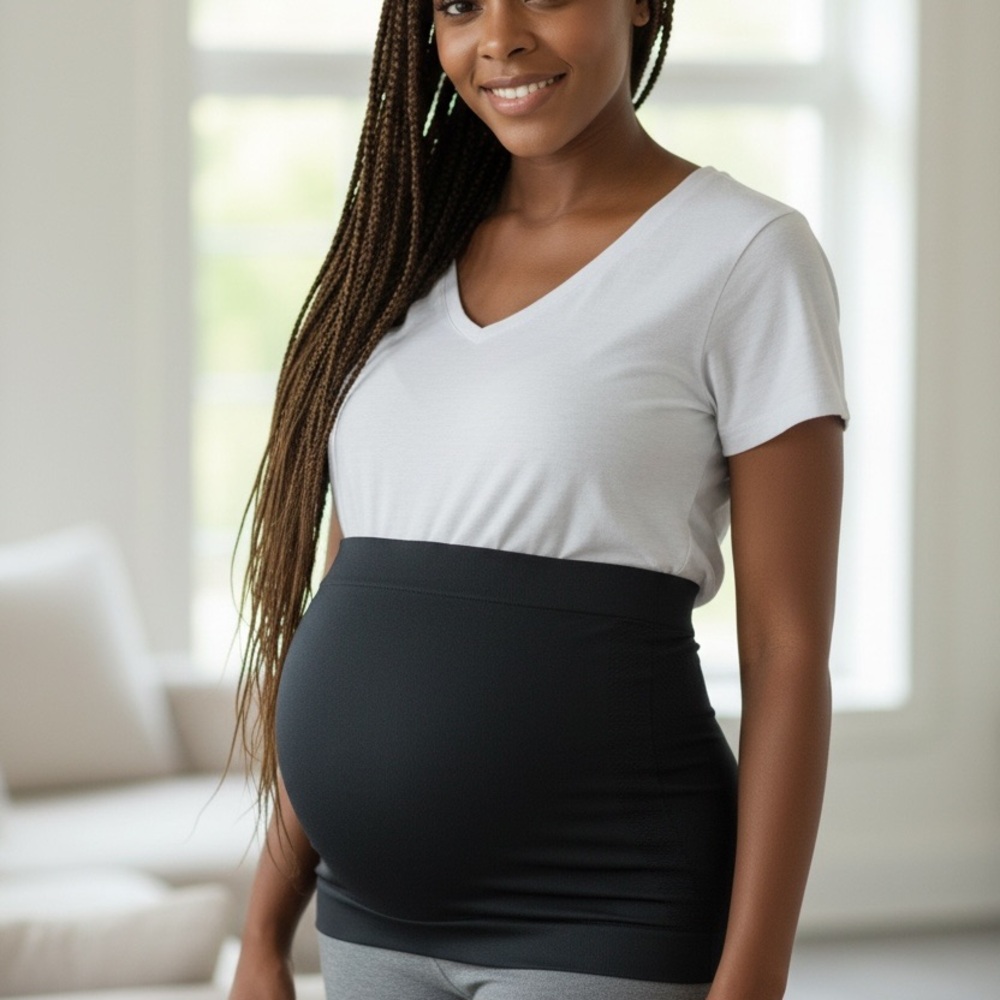 Joyspun Black Maternity Belly Band Seamless‎ Support S-2XL NWT